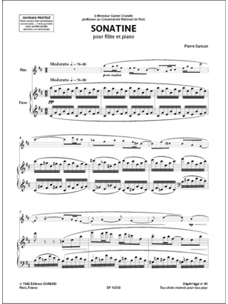 Sonatine - Flûte - Pierre Sancan - Partition - Flûte traversière